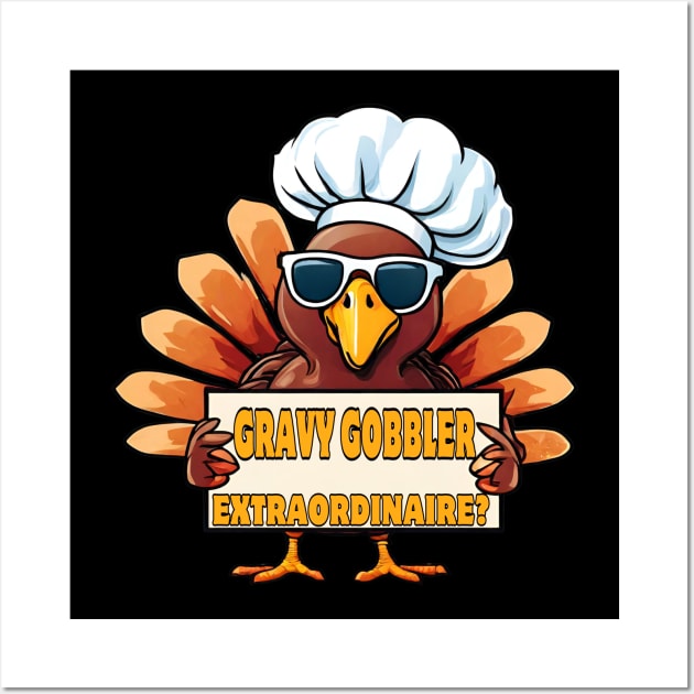 Thanksgiving Turkey Chef Wall Art by Ilustradamus